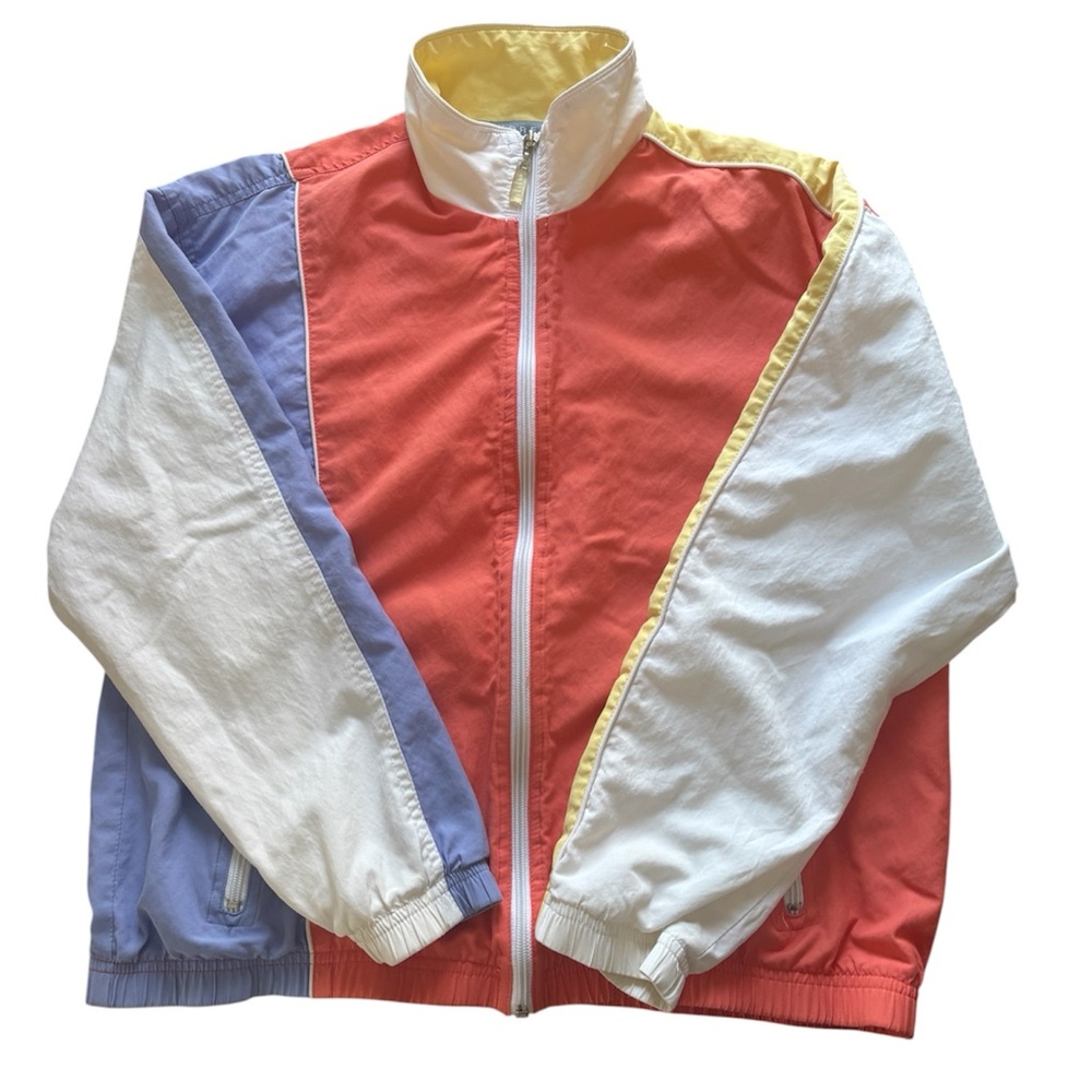 VTG Koret Sundance Coral Bomber Jacket Zip Front Womens Pastel color block retro